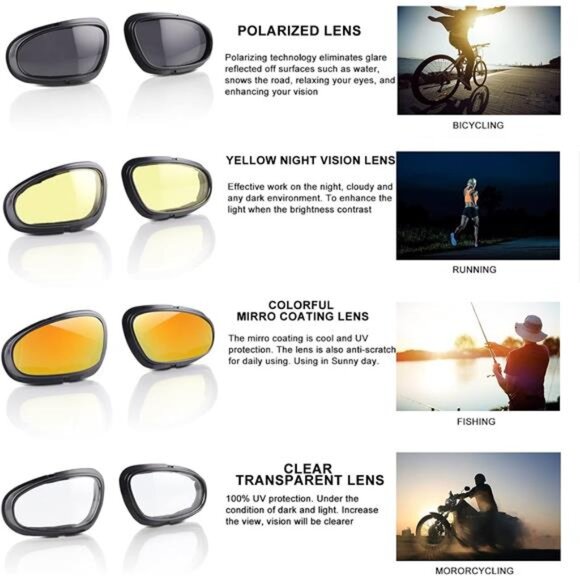 Polarized Motorcycle Riding Goggles, Windproof Cycling Glasses UV400 Outdoor - Picture 4 of 8